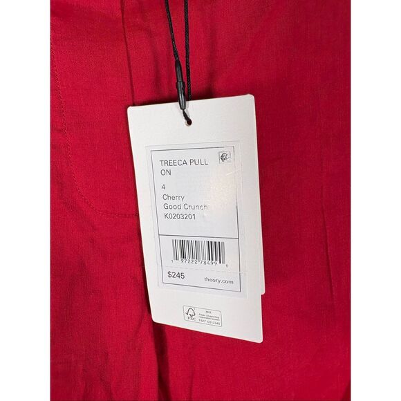 Theory Treeca pull on cherry good crunch pants size 4 - Picture 8 of 10